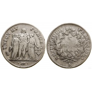 France, 5 francs, 8 l'an (1799/1800) K, Bordeaux