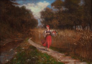 Leonard STROYNOWSKI (1858-1935), Dziewczyna z bukietem polnych kwiatów