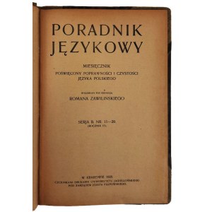 Poradnik językowy: eine Monatszeitschrift, die der Korrektheit und Reinheit der polnischen Sprache gewidmet ist serja B. NR. 11-20