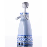 Hollóháza Porcelain Factory, Hungary, designed by Márta J. Seregély, Figurine of a woman with a bowl, designed 1960.