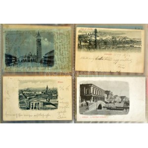 OLASZORSZÁG - Kb. 156 db régi képeslap albumban / ITALY - Cca. 156 pre-1945 postcards in an album