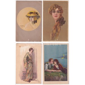 10 db RÉGI olasz Art Deco motívum képeslap vegyes minőségben / 10 pre...
