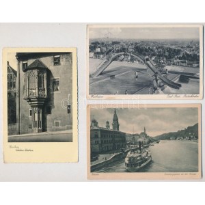 3 db RÉGI német képeslap / 3 pre-1945 German postcards: Nürnberg, Passau, Wiesbaden