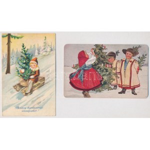 4 db RÉGI karácsonyi üdvözlő képeslap + 1 modern, vegyes minőség / 4 pre-1945 Christmas greeting postcards + 1 modern...