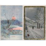 4 db RÉGI karácsonyi üdvözlő képeslap + 1 modern, vegyes minőség / 4 pre-1945 Christmas greeting postcards + 1 modern...