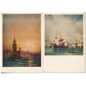 Aivazovsky - 26 db modern orosz művész képeslap tokban / 26 modern Russian art postcards in case