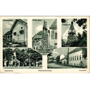 1939 Badacsonytomaj, Kisfaludy ház, Hősök szobra, emlékmű, üzletek, Kilátótorony, vasútállomás, utca részlet (EK...