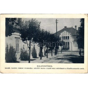 1929 Balatonfüred, Balról Tarányi Ferenc nyaralója, azelőtt Blaha Lujzáé volt, háttérben a fürdőigazgatósági lakás...