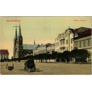 1912 Békéscsaba, Fő tér, templom. Balassa Jenő kiadása (EK)