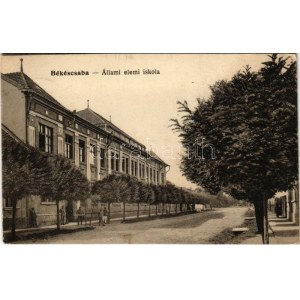 1916 Békéscsaba, Állami elemi iskola, K.u.K. katonák. Tevan Adolf kiadása (EK)