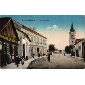 1932 Berettyóújfalu, Kossuth utca, megyeháza, templom, Adler Béla üzlete és saját kiadása (EK...