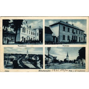 1935 Biharkeresztes, vasútállomás, kultúrház, Fő tér, református templom (EK)