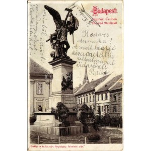 1906 Budapest I. Honvéd szobor. Erdélyi cs. és kir. udvari fényképész felvételei után. litho (szakadás / tear...