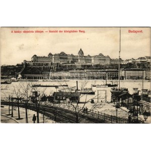 1908 Budapest I. Királyi vár, gőzhajók, hajóállomás. Divald Károly műintézete 1670-1998. (fl...