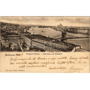 1903 Budapest I. Látkép, Lánchíd. Ganz Antal 210. (EB)