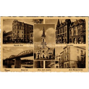 1941 Budapest IV. Újpest, Dunai híd, Egyesült Izzó, Városháza, Római katolikus templom, Gróf Károlyi kórház (EK...