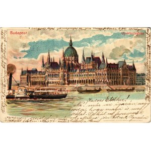 1900 Budapest V. Új Országház. Kunstanstalt Kosmos S. IX. litho (EK)