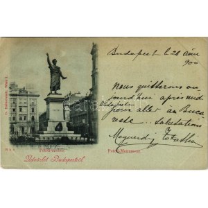 1900 Budapest V. Petőfi szobor este. D. Halberstadt (EK)