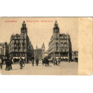 Budapest V. Klotild paloták, háttérben az építés alatt álló, felállványozott Erzsébet híd, Dr. Kajdacsy J...
