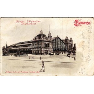 1903 Budapest VI. Nyugati pályaudvar, vasútállomás, villamos. Erdélyi cs. és kir. udvari fényképész felvételei után ...