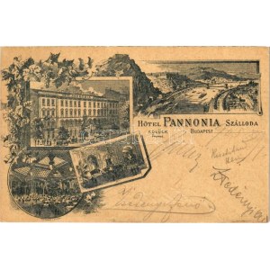 1905 Budapest VIII. Hotel Pannonia szálloda reklámlapja, belsők. Art Nouveau, floral