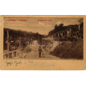 1910 Budapest XII. Svábhegy, Fogaskerekű vasútállomás, gőzmozdony, vonat. Kohn és Grünhut kiadása (Rb...