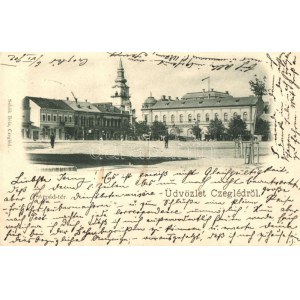 1902 Cegléd, Árpád tér, Ipari és Kereskedelmi bank, Schwartz Gyula és Szántó Sándor üzlete...