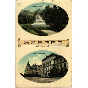 1912 Szeged, Erzsébet szobor, Ungár máyer palota (apró szakadás / tin ytear)