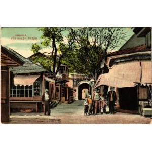 1908 Ada Kaleh, Bazár üzlet törökökkel / bazaar shop with Turkish people (szakadások / tears)
