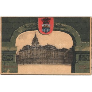 1902 Arad, Csanádi palota. Szecessziós, címeres / palace. Art Nouveau, coat of arms, litho (EK)