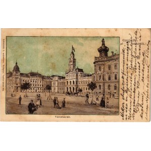 1899 (Vorläufer) Arad, Városház tér, Városháza. Lengyel Lipót műintézete / town hall, square (fl...