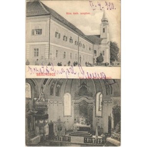 1910 Beszterce, Bistritz, Bistrita; Római katolikus templom és belseje. Bartha Mária kiadása / church interior (EK...