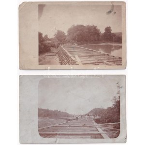 ~1910 Bethlen, Beclean; gát építése / dam construction - 2 db eredeti fotó / 2 original photos