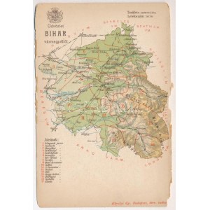 Bihar vármegye térképe. Kiadja Károlyi Gy. / Map of Bihor county (b)