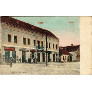 1908 Élesd, Alesd; Fő tér, Karbonár János, Novák Kálmán, Sternberg Ignác üzlete és saját kiadása / main square, shops...