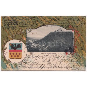 1902 Kisdisznód, Michelsberg, Cisnadioara; vár. Szecessziós címeres litho keret / Burg / castle...