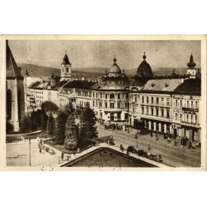 1958 Kolozsvár, Cluj; Piata Libertatii / tér, paloták, automobilok / square, palaces, automobiles (EB...