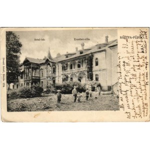 1910 Bártfa, Bártfafürdő, Bardejovské Kúpele, Bardiov, Bardejov; Antal lak, Erzsébet villa. Divald Adolf 174. / spa...
