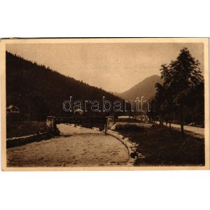 1918 Fenyőháza, Lubochna; park, híd. Holczmann I. kiadása / park, bridge (ázott / wet damage)
