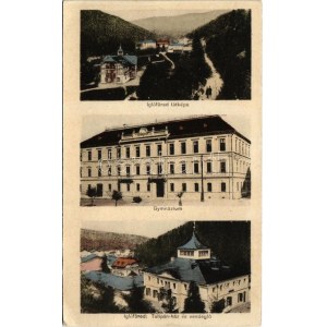 1917 Iglófüred, Spisská Nová Ves Kupele, Novovesské Kúpele; látkép, Gimnázium, Tulpán ház és vendéglő / general view...