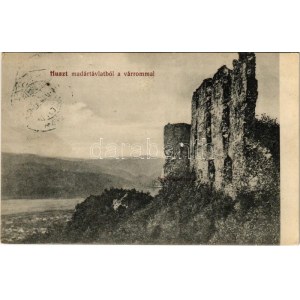 1914 Huszt, Chust, Khust; várrom. Ausländer Ignác kiadása / castle ruins (EK)