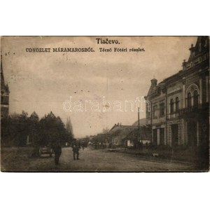 Técső, Tiacevo, Tiachiv, Tyachiv (Máramaros); Fő tér, Korona szálloda. Szabó Lipót kiadása / main square, hotel (Rb...