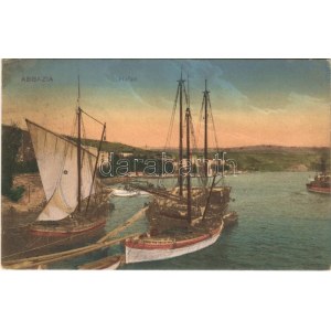 1909 Abbazia, Opatija; Hafen / port, fishing ships / kikötő, halászhajók