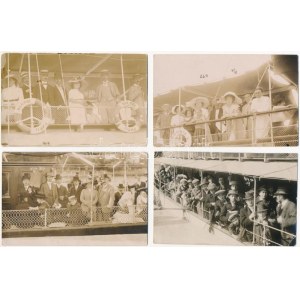 Abbazia, Opatija; - 4 db RÉGI fotó képeslap: hajókirándulás / 4 pre-1945 photo postcards...