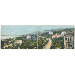 Crikvenica, Cirkvenica, Cirquenizze; 2-részes kihajtható panorámalap / 2-tiled folding panoramacard (hajtásnál szakadt ...