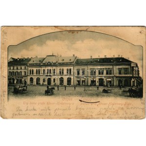 1902 Eszék, Essegg, Osijek; Trg bana grofa Khuen Hedervary / Bán gróf Khuen-Héderváry tér, Baldauf, Rajal Möbel Halle...