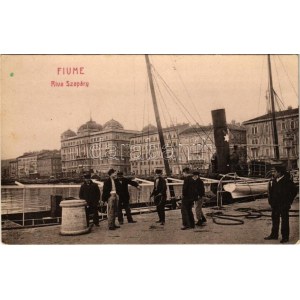 1907 Fiume, Rijeka; Riva Szapáry / kikötő, gőzhajó. W.L. 1210. / port, steamship (EK)