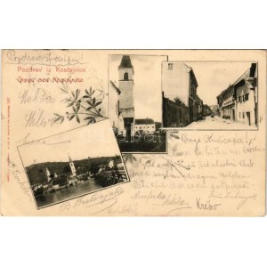 1903 Hrvatska Kostajnica, Castanowitz, Costainizza; templom, utca, látkép / church, street view, general view...