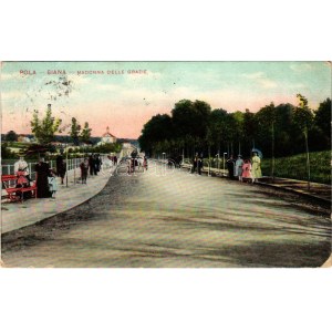 1910 Pola, Pula; Siana (Sijana), Madonna Delle Grazie / utca, lovaskocsi / street view, horse-drawn carriage. G...