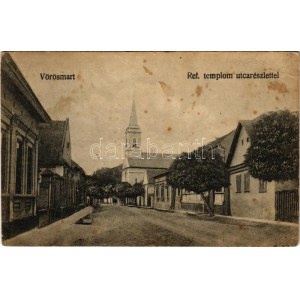 Vörösmart, Zmajevac; Református templom, utca részlet / Calvinist church, street view (lyuk / pinhole...